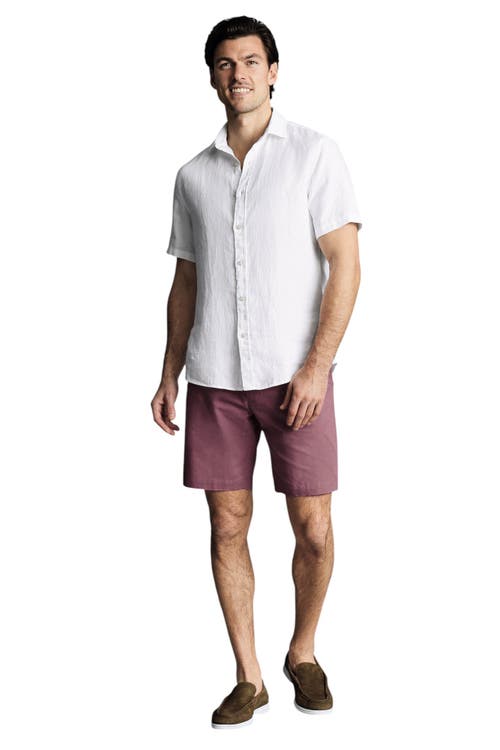 Charles Tyrwhitt Cotton Linen Shorts In Pink