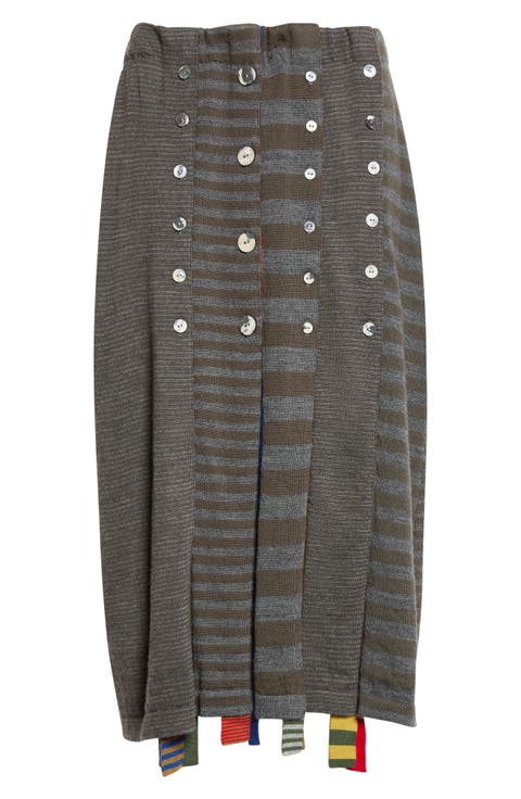 Mismatch Merino Wool Midi Skirt