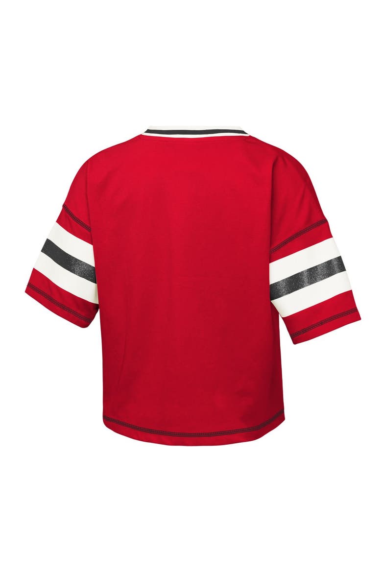 Girls Youth Outerstuff Red Georgia Bulldogs Gridiron Jersey V-Neck T-Shirt, Alternate, color, Red