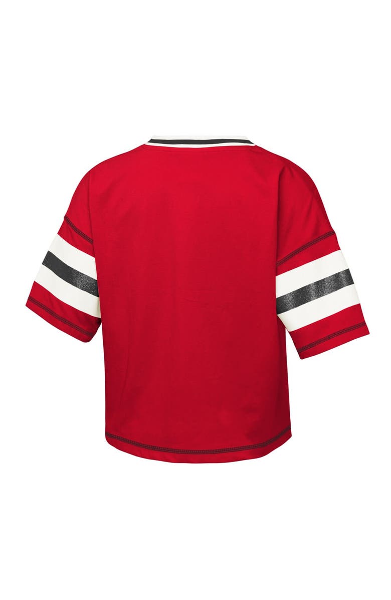 Outerstuff Girls Youth Outerstuff Red Georgia Bulldogs Gridiron Jersey V-Neck T-Shirt, Alternate, color, Red