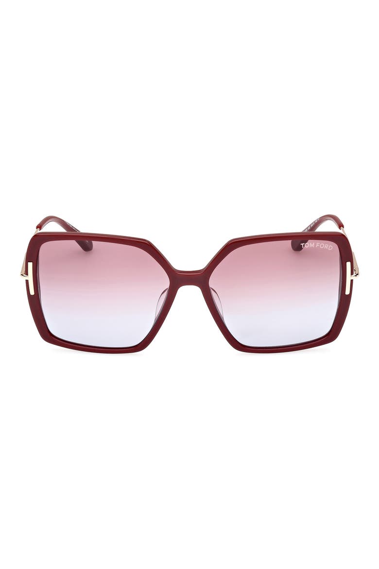 Joanna 59mm Gradient Polarized Butterfly Sunglasses, Main, color, SHINY BORDEAUX / ROSE
