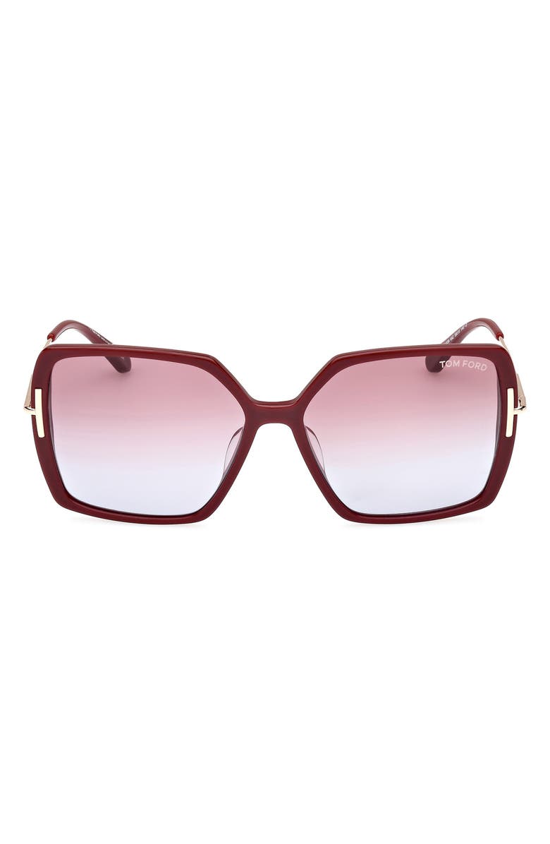 TOM FORD Joanna 59mm Gradient Polarized Butterfly Sunglasses, Main, color, Shiny Bordeaux / Rose