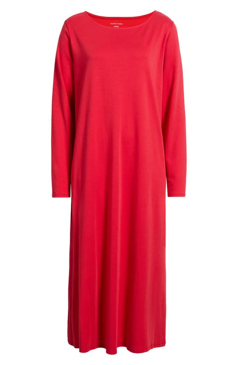 Bateau Neck Organic Pima Cotton Midi Dress