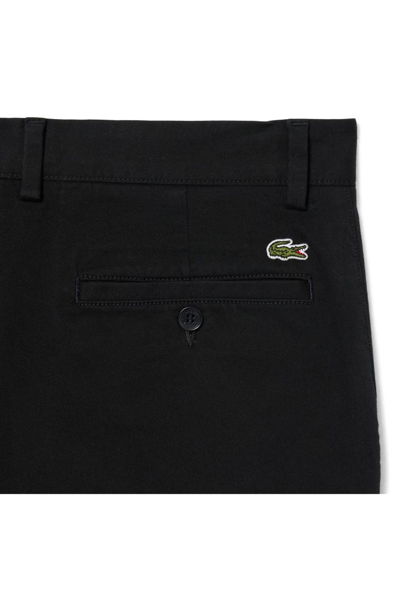 Lacoste Flat Front Cotton Stretch Twill Chinos, Alternate, color, Black