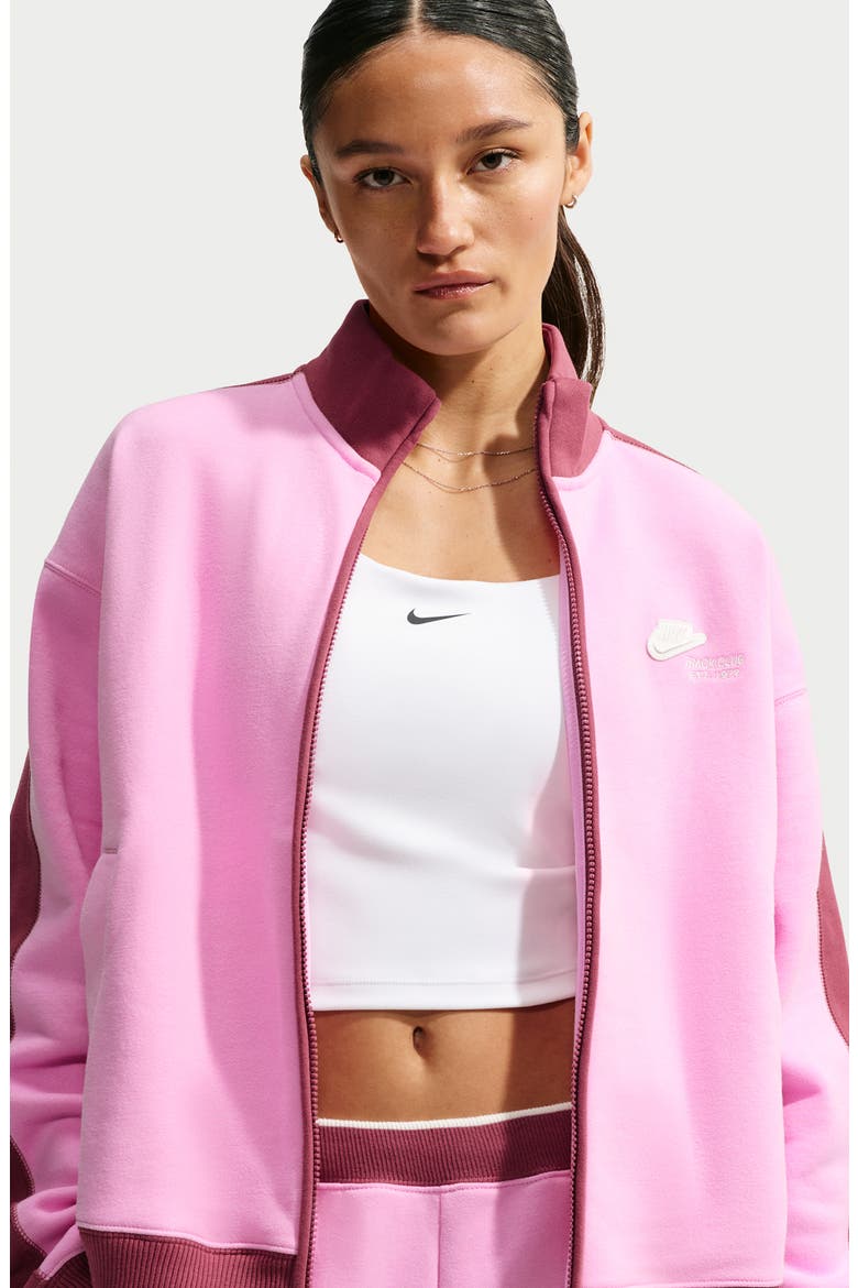 Track Club Fleece Full Zip Jacket, Alternate, color, PINK RISE/ PINK SMOKE