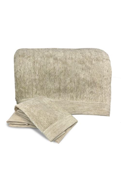 Bedvoyage Melange Viscose Cotton Blend Odor & Mildew Resistant Bath Sheet & Hand Towel Set In Sand