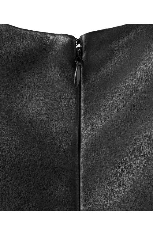 Mango Oversize Leather T-shirt In Black