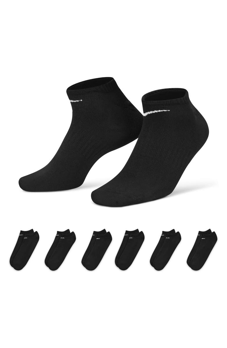 Nike Everyday 6-Pack Lightweight Low Cut Socks, Alternate, color, Black/White