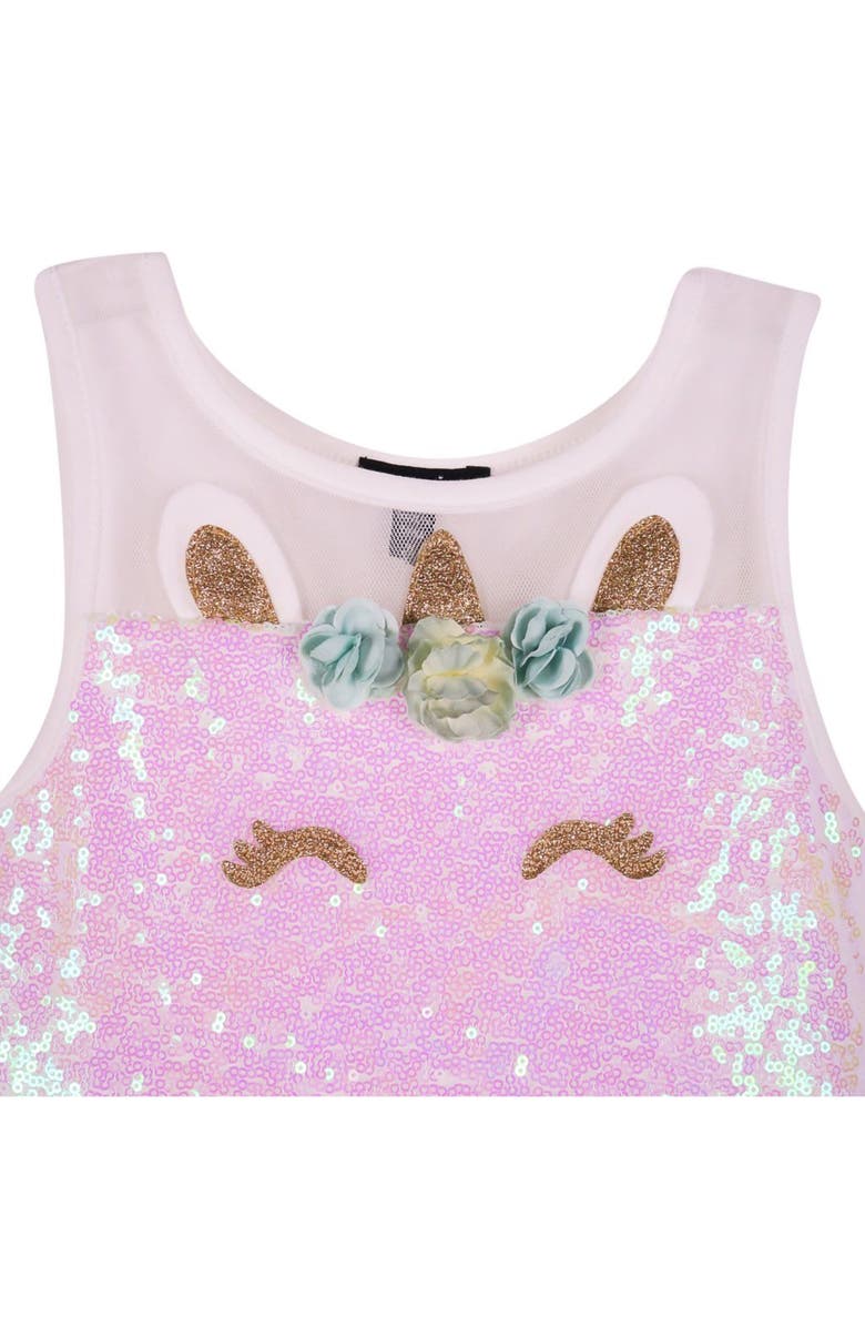 Zunie Kids' Sequin Unicorn Tiered Dress, Alternate, color, 