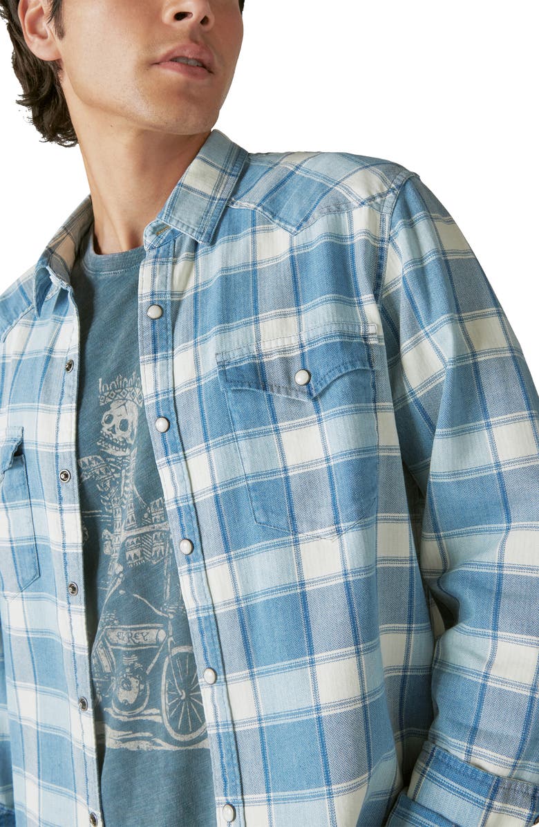 Lucky Brand Plaid Snap-Up Western Shirt, Alternate, color,