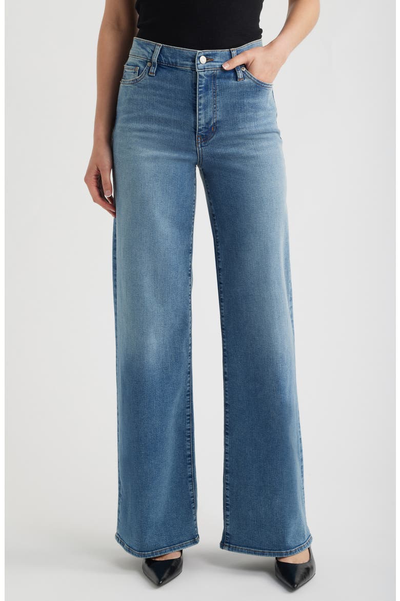 Long Le Slim Palazzo High Waist Wide Leg Jeans, Main, color, GOSSAMER