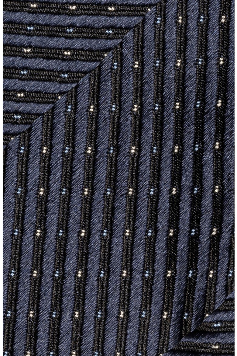 Herringbone Woven Silk Tie, Alternate, color, NAVY