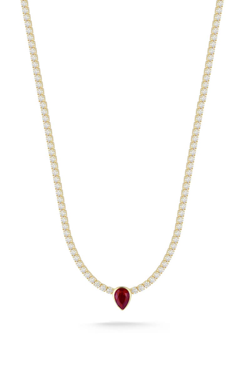 14K Gold Vermeil CZ Teardrop Pendant Necklace, Main, color, YELLOW GOLD