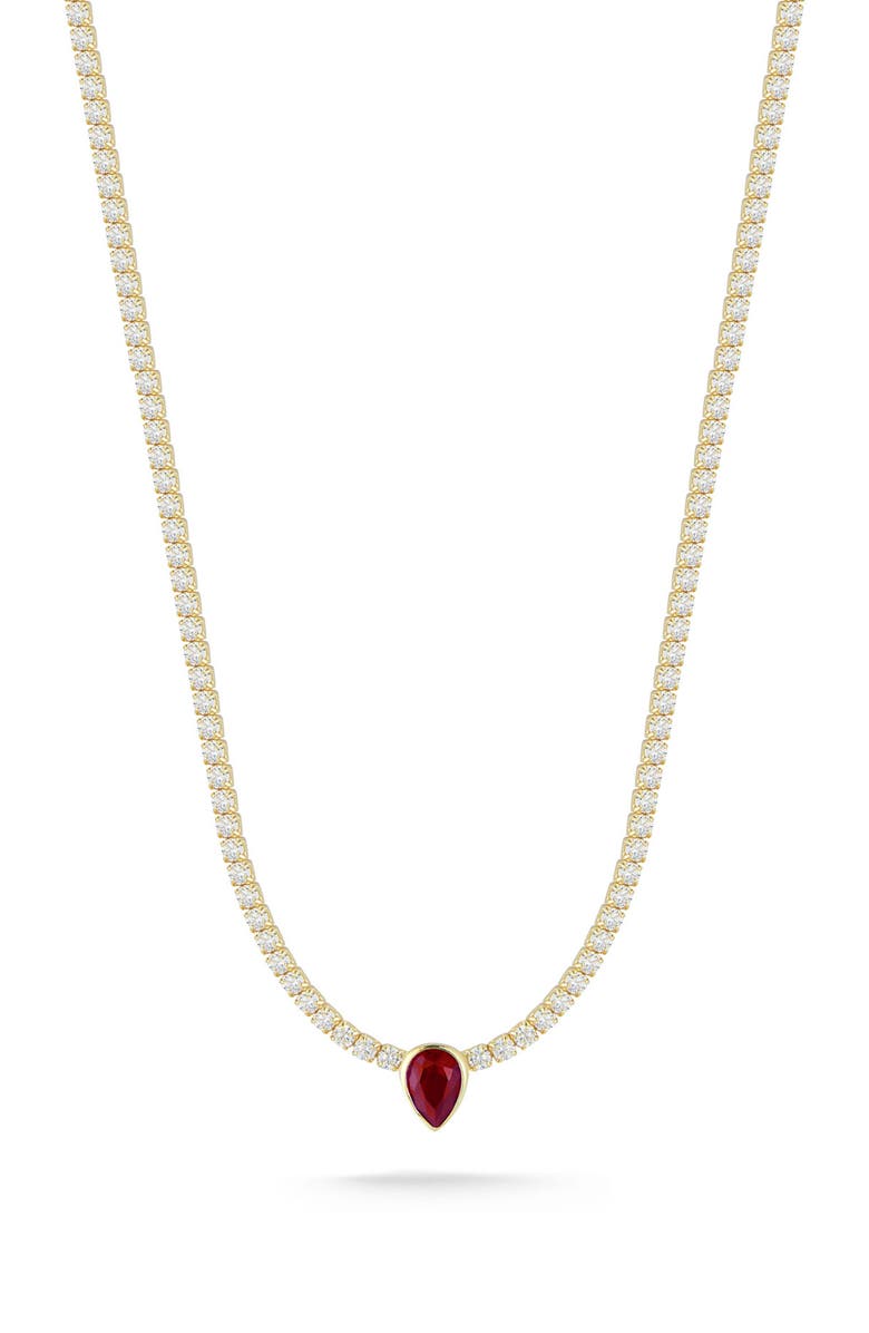 SPHERA MILANO 14K Gold Vermeil CZ Teardrop Pendant Necklace, Main, color, 