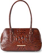 Brahmin Jennifer Croc Embossed Leather Shoulder Bag