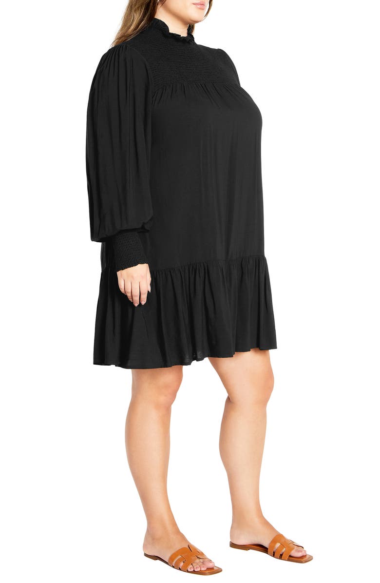 City Chic Cassia Smocked Long Sleeve Dress, Alternate, color, 