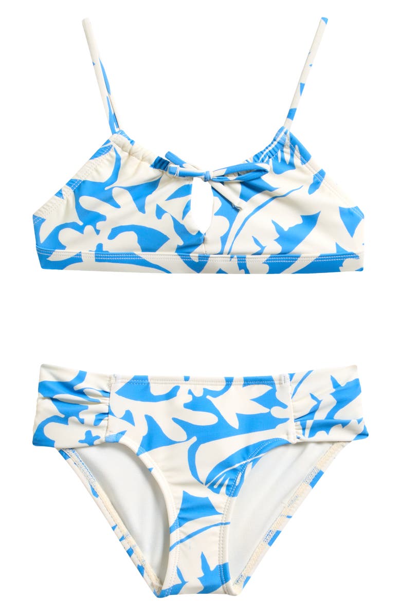 Raisins Kids' Floral Soul Ruffle Two-Piece Swimsuit, Main, color, Saltwater