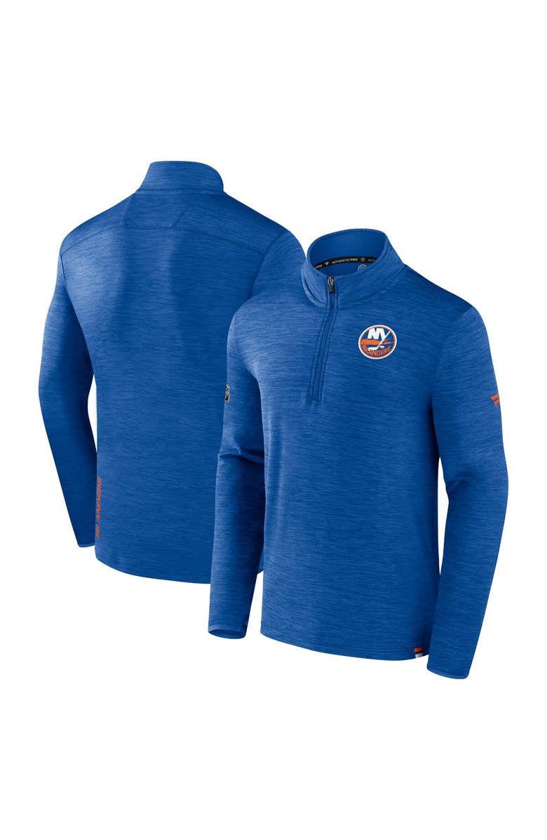 FANATICS Men's Fanatics Branded  Heather Royal New York Islanders Authentic Pro Quarter-Zip Pullover Top, Main, color, 