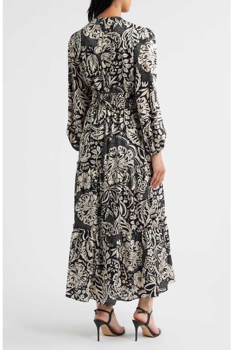 Two-Tone Long Sleeve Maxi Dress, Alternate, color, BLACK/ BEIGE