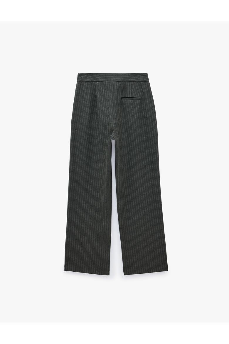 Pinstriped Wide Leg Trousers With Pockets, Alternate, color, Gray Striped