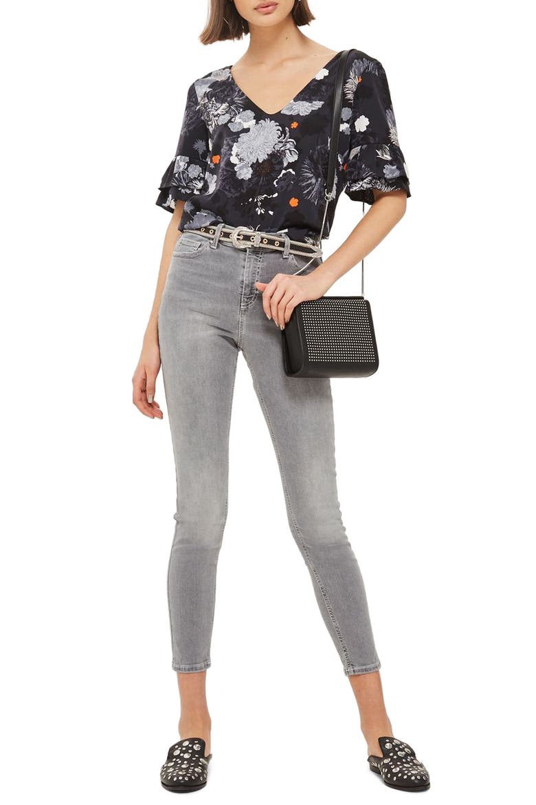 Jamie High Waist Ankle Skinny Jeans, Main, color, GREY