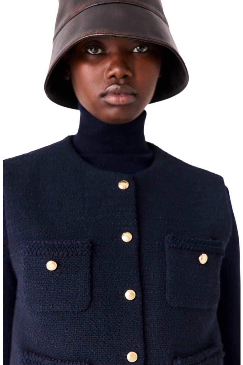 Sleeveless tweed jacket, Alternate, color, Navy