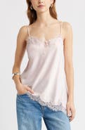 Open Edit Lace Trim Satin Camisole