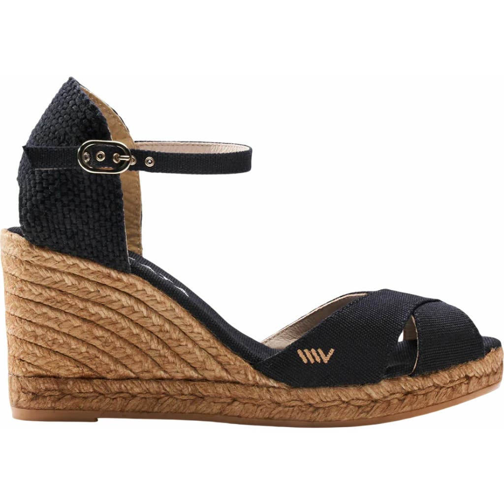 VISCATA Aiguablava Canvas Espadrille Sandal Wedges in Black  product