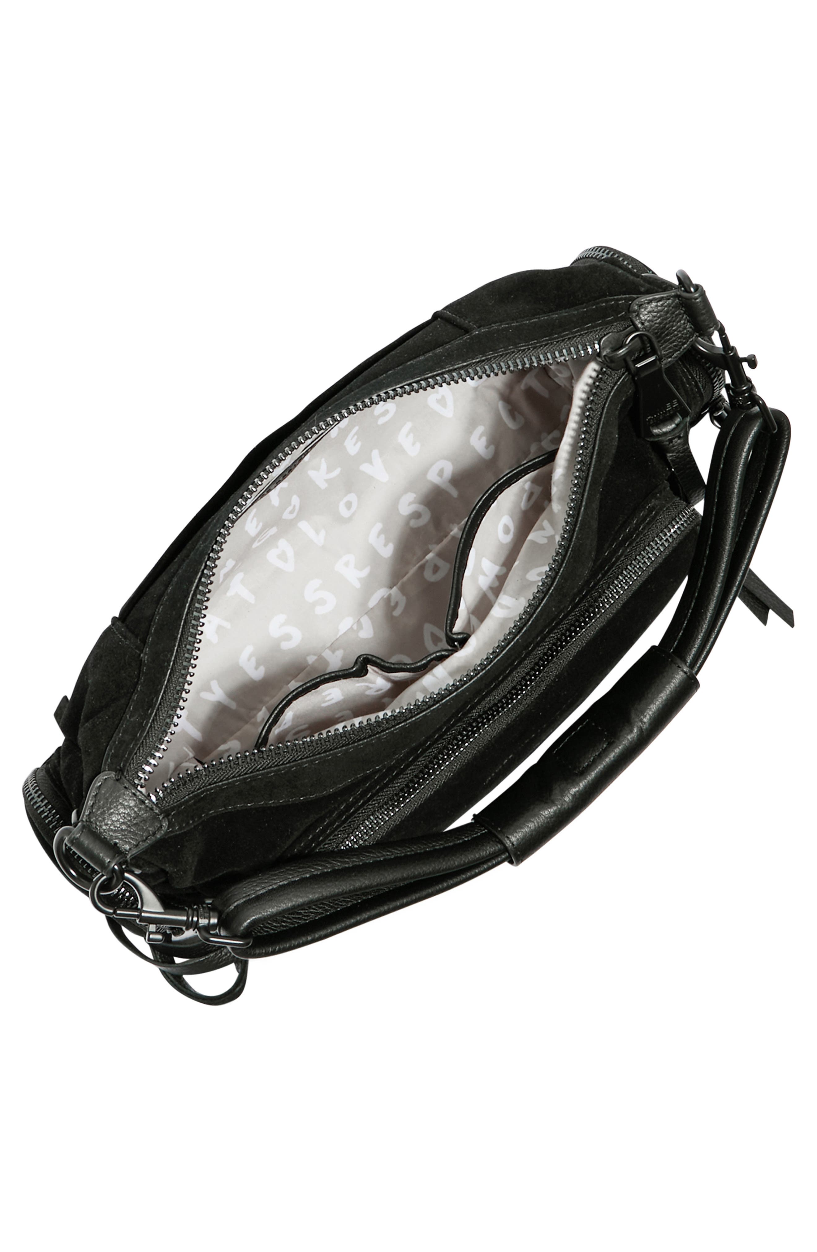 AIMEE Away We Go Suede Shoulder Bag, Alternate, color, Black Suede