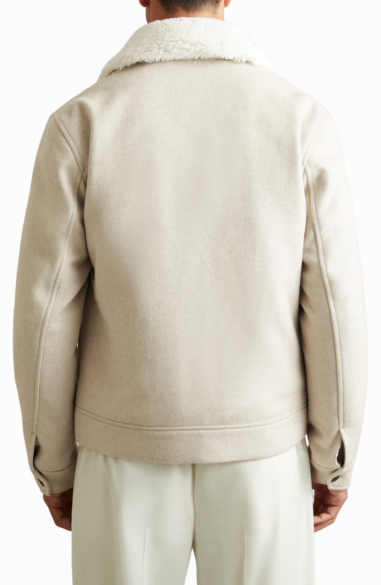 Reiss Andrew Wool Blend Jacket with Faux Shearling Collar, Alternate, color, 