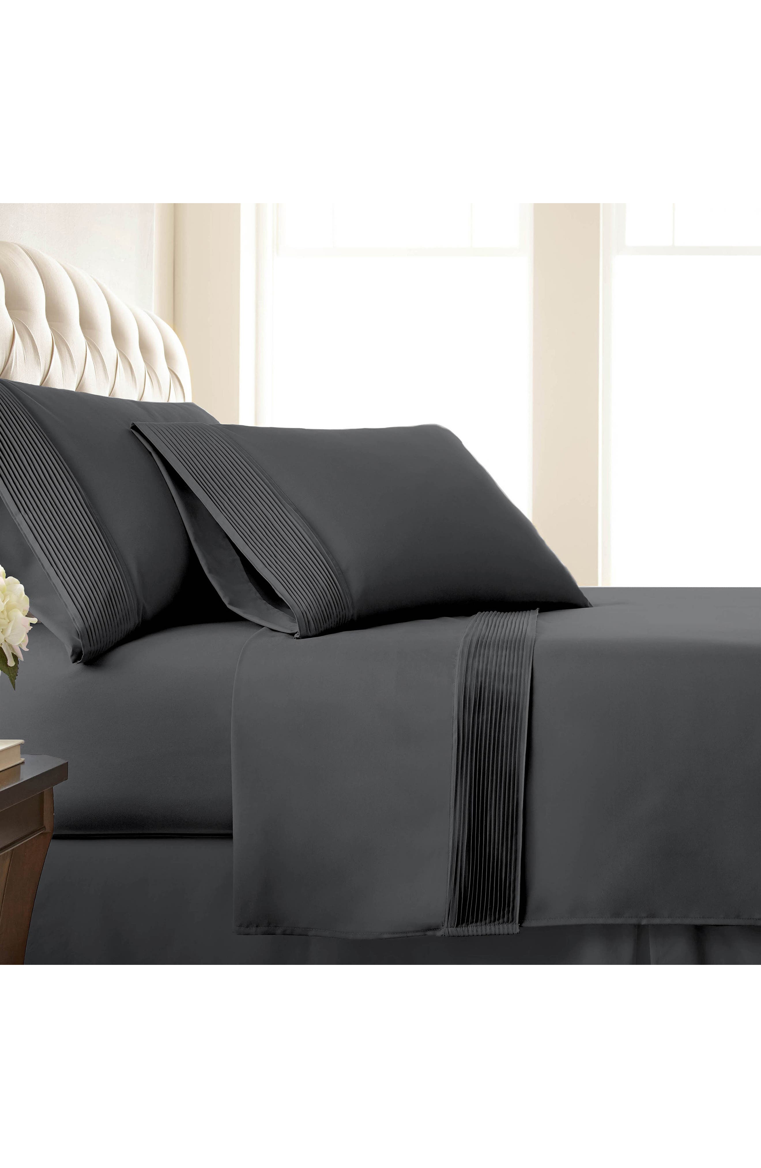 SOUTHSHORE FINE LINENS Premium Collection Pleated Extra Deep Pocket Sheet Set