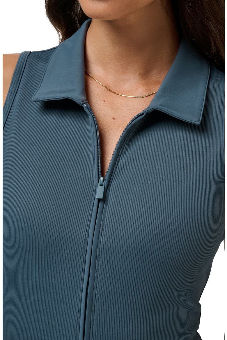 Midline Zip Polo Tank, Alternate, color, DARK SLATE