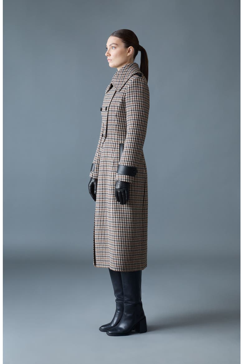 Elodie Houndstooth Double Breasted Coat, Alternate, color, EARTH BROWN MULTI