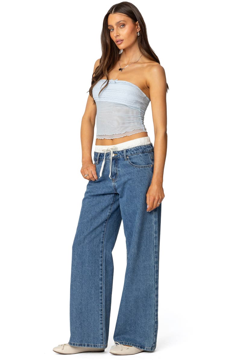 EDIKTED Rori Ruffle Mesh Tube Top, Alternate, color, Light-Blue