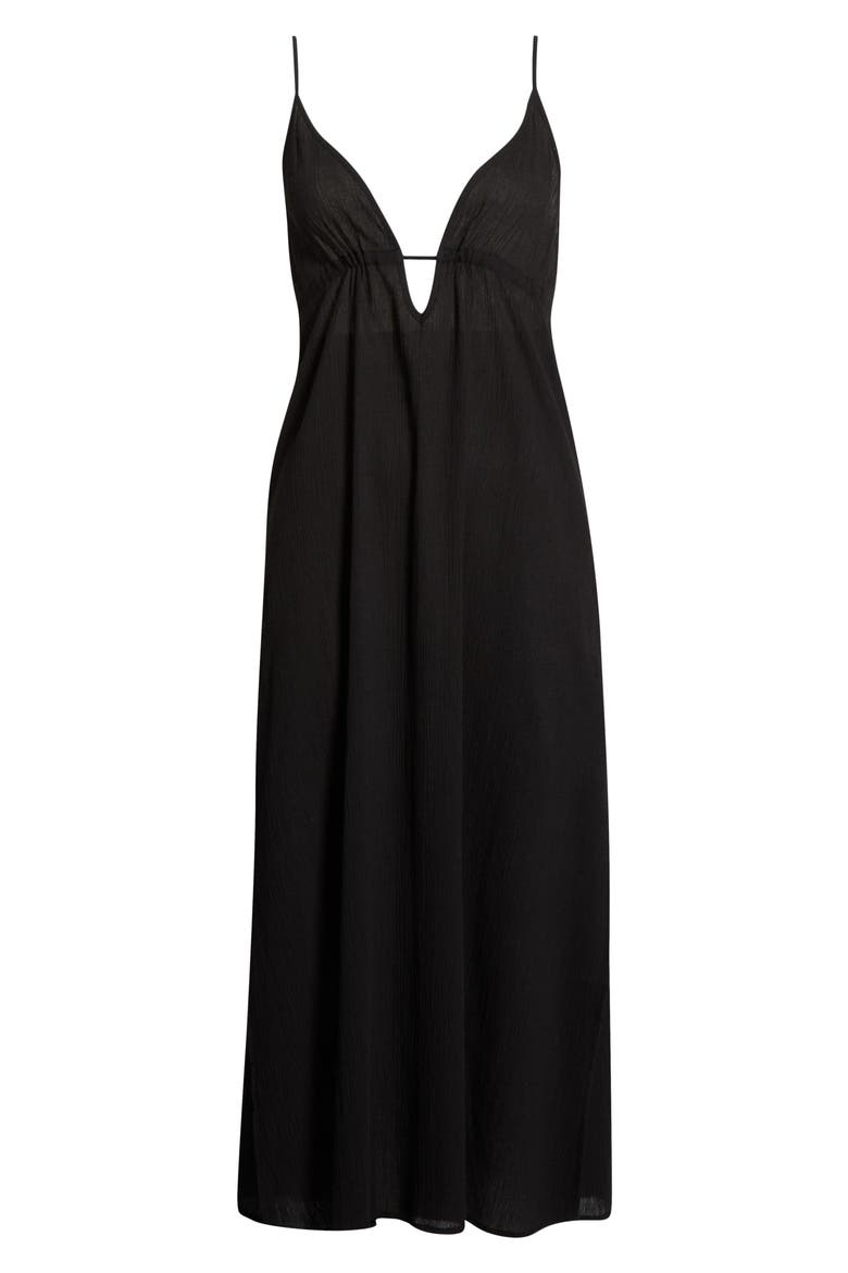 Crinkle Gauze Cover-Up Midi Dress, Alternate, color, BLACK