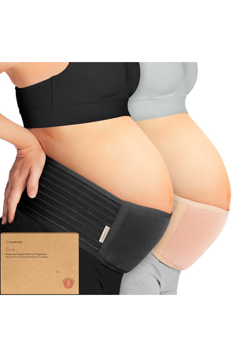 KeaBabies 2-Pack Ease Maternity Support Belt, Main, color, Black/ Ivory