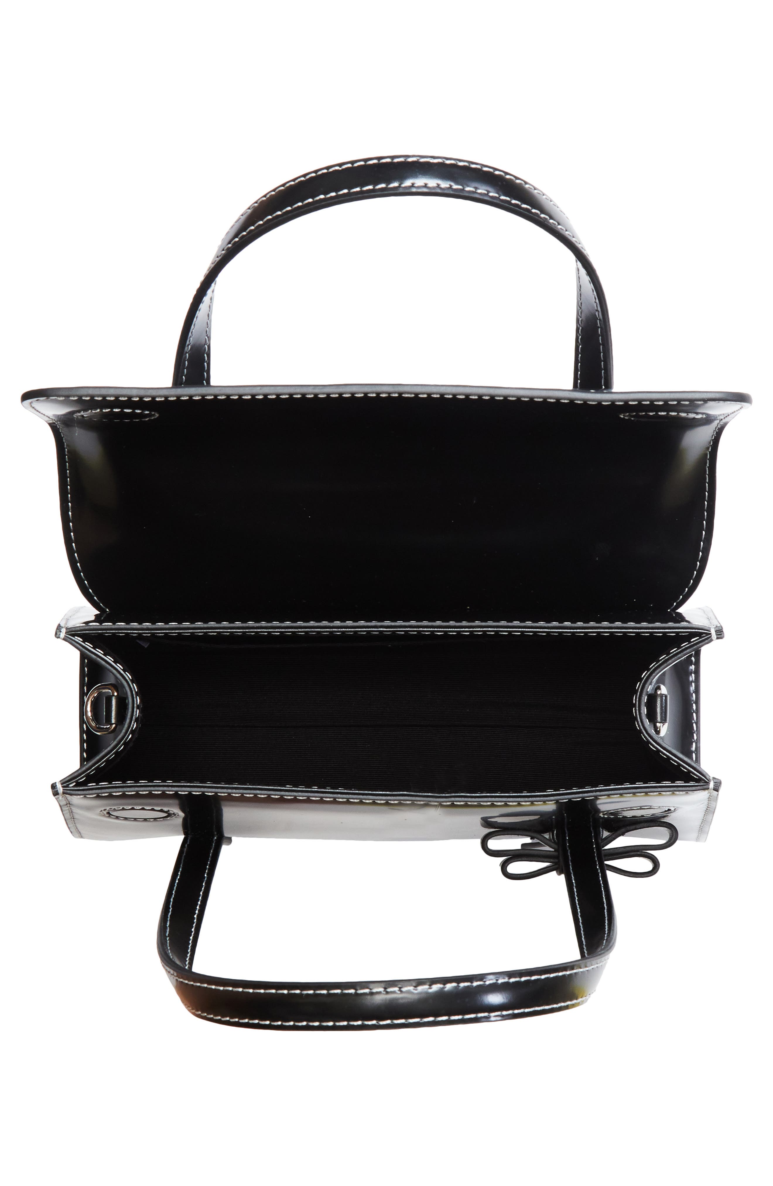 Small Boston Leather Top Handle Bag, Alternate, color, BLACK