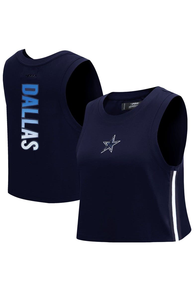 Women's Pro Standard  Navy Dallas Cowboys Ombre Wordmark Classic Cropped Tank Top, Main, color, Navy