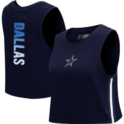 Women's Pro Standard  Navy Dallas Cowboys Ombre Wordmark Classic Cropped Tank Top