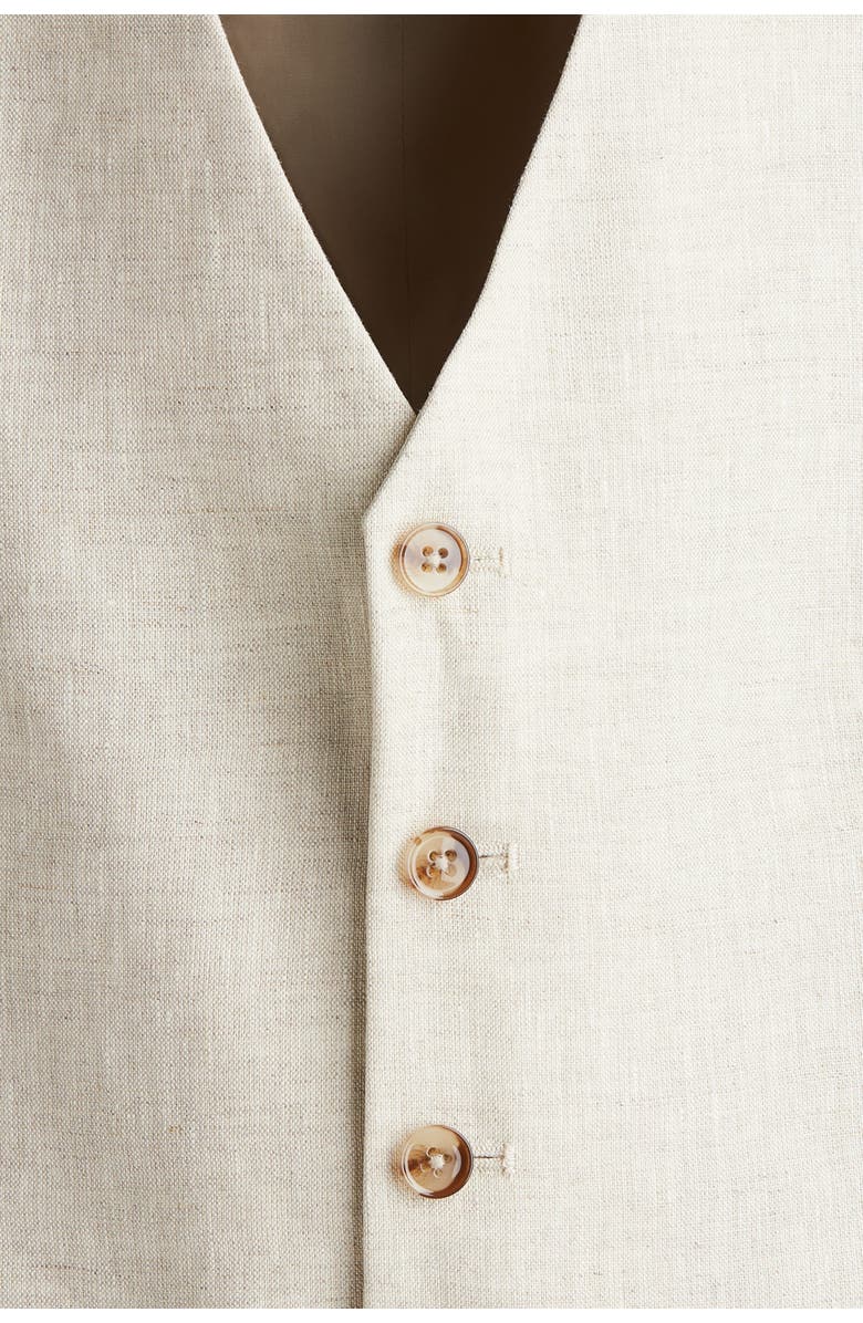 H&M Slim Fit Linen Suit Waistcoat, Alternate, color, Light Beige