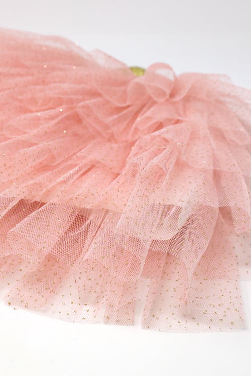 Oh Baby ! Gold Band Layered Frill Tutu Skirt In Pale Pink/gold
