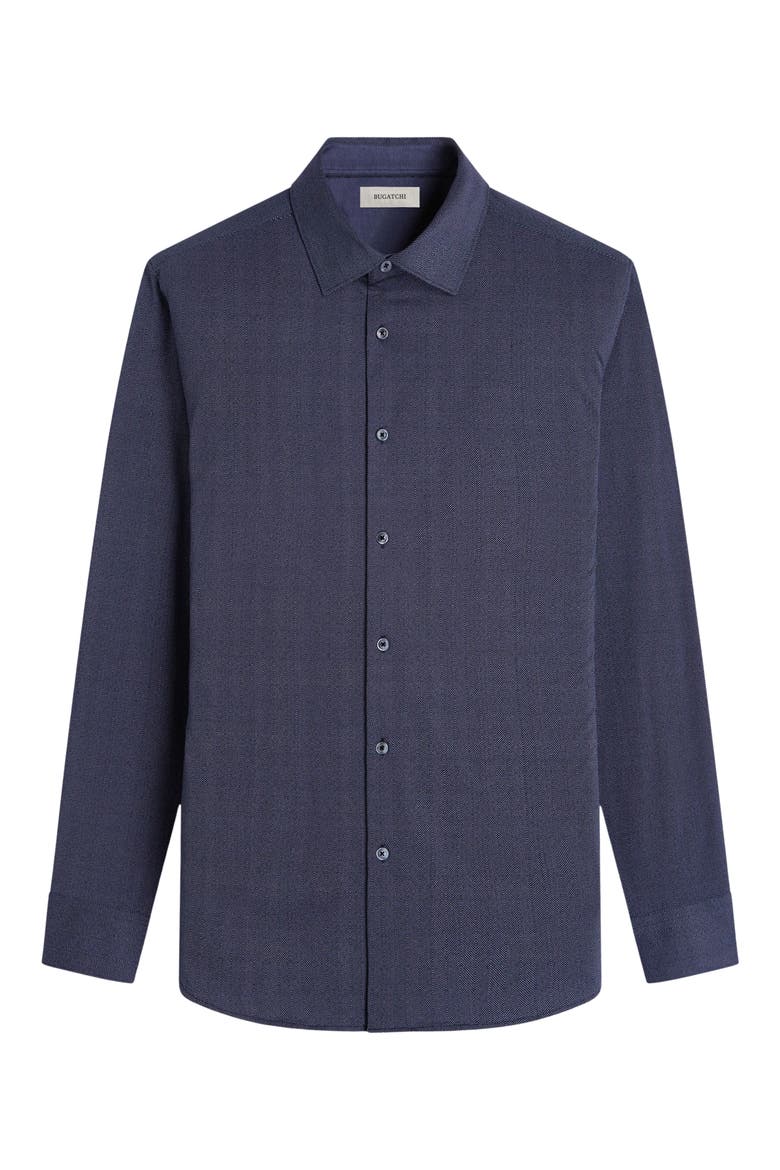 Jimmy OoohCotton® Herringbone Button-Up Shirt, Alternate, color, BLACK