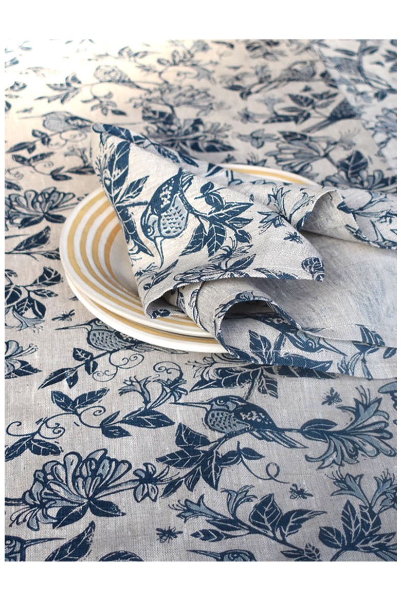 Honeysuckle Cotton Twill Dinner Napkins, Alternate, color, INDIGO