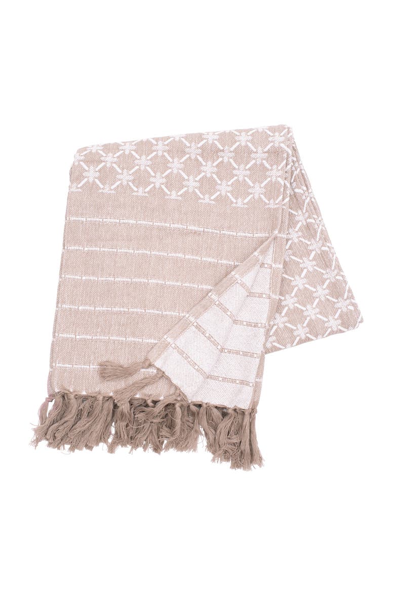 Markle Jacquard 100% Cotton Accent Throw Blanket 50" x 60", Main, color, Brown
