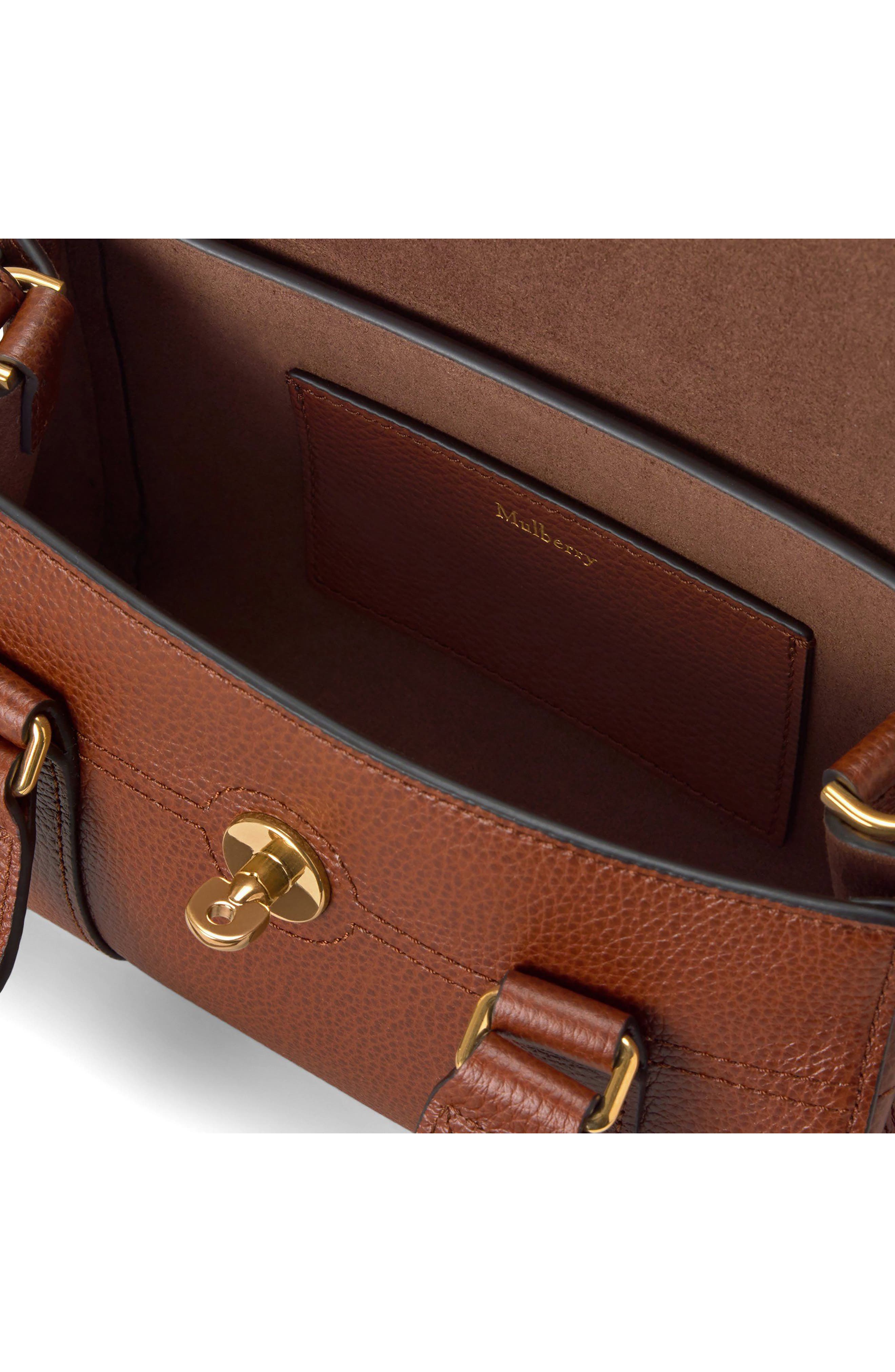 Mini Bayswater Grained Leather Handbag, Alternate, color, OAK