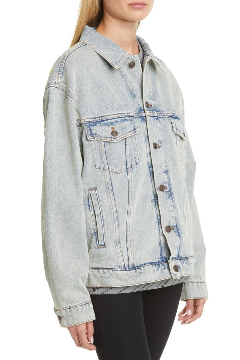 Back Logo Denim Jacket, Alternate, color, DIRT BLEACH BLUE