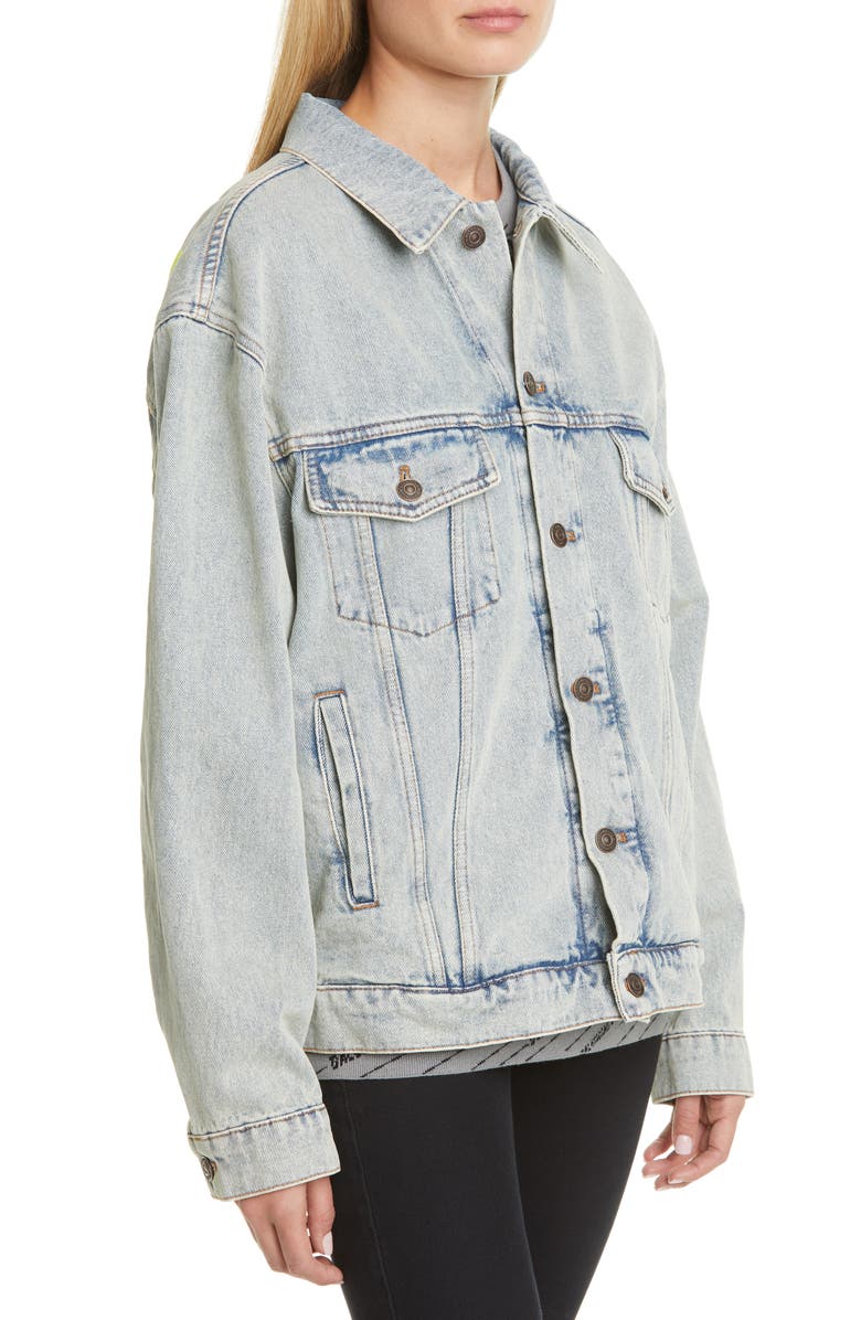 Balenciaga Back Logo Denim Jacket, Alternate, color,