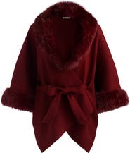 Alice + Olivia Joanne Wool Coat with Faux Fur Trim