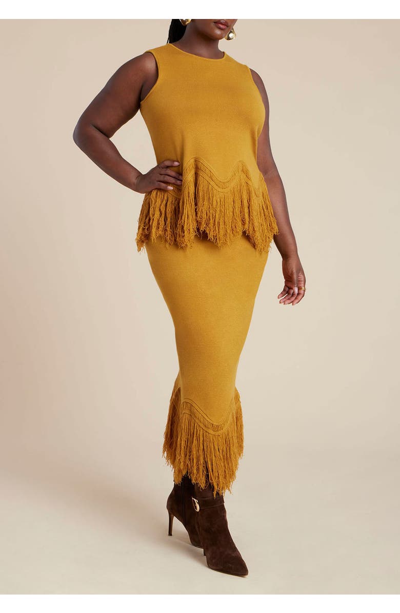 ELOQUII Fringe Hem Sweater Top, Alternate, color, 