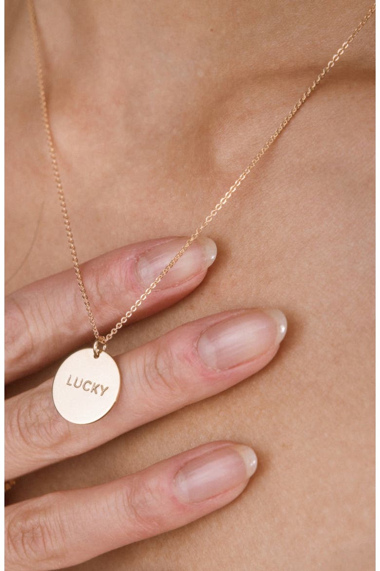 Lucky Disc Necklace, Alternate, color, Gold Filled